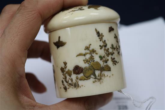 A Meiji period shibayama cylindrical box